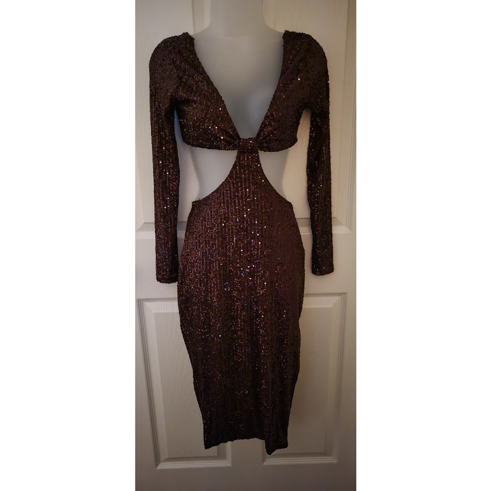 Cutout Sequin Midi Dress